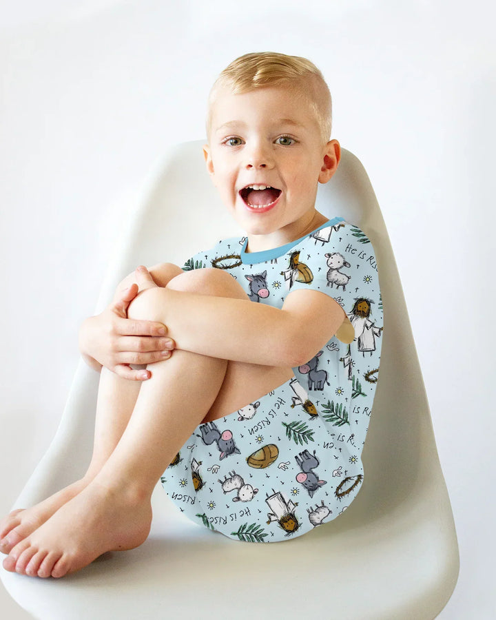 He Is Risen Easter Family Matching Bamboo Two Piece Short Sleeve Shorts Pajama Set