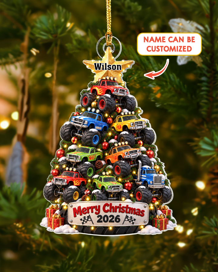 Monster Truck Christmas Acrylic Ornament