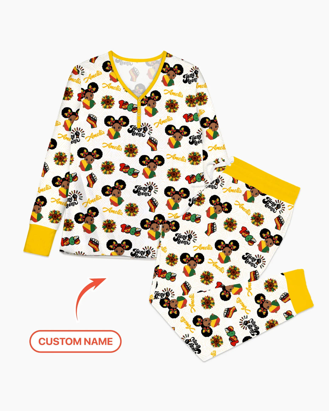 Kundenspezifischer Name Bloom in Freedom Bambus Damen Pyjama Set