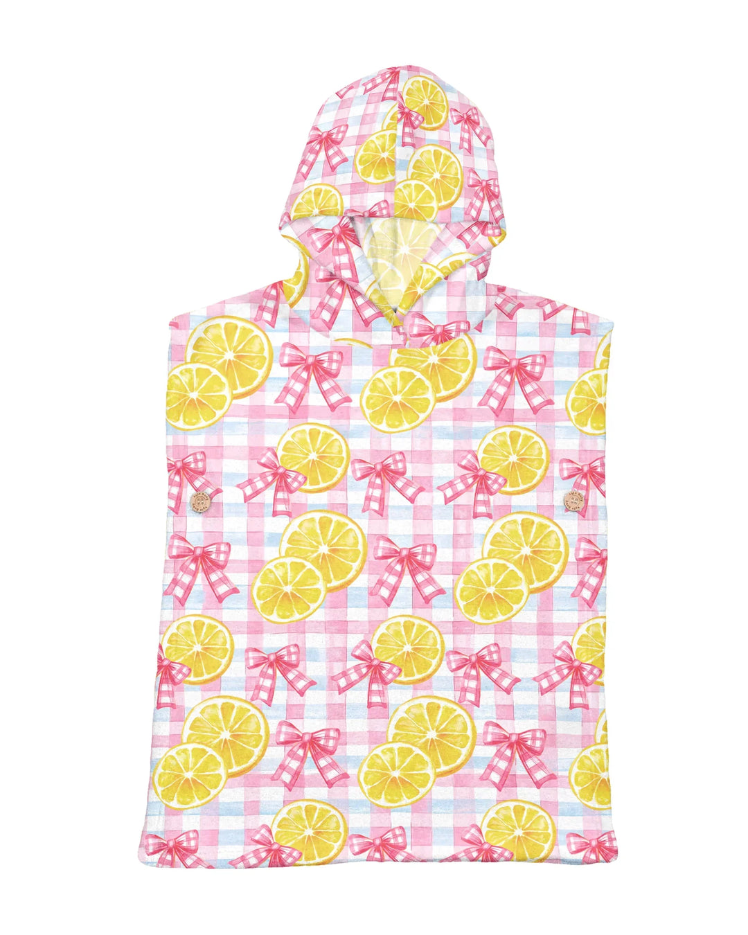 Rosa Zitronen Schleifen Karierter Bambus-Badeponcho