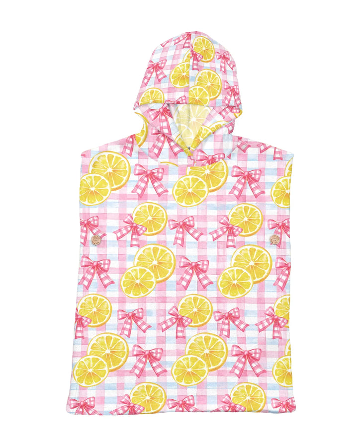 Rosa Zitronen Schleifen Karierter Bambus-Badeponcho