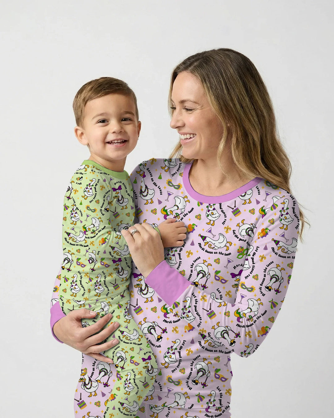 Mardi Gras Alberne Gans Damen Pyjama-Set aus Bambus