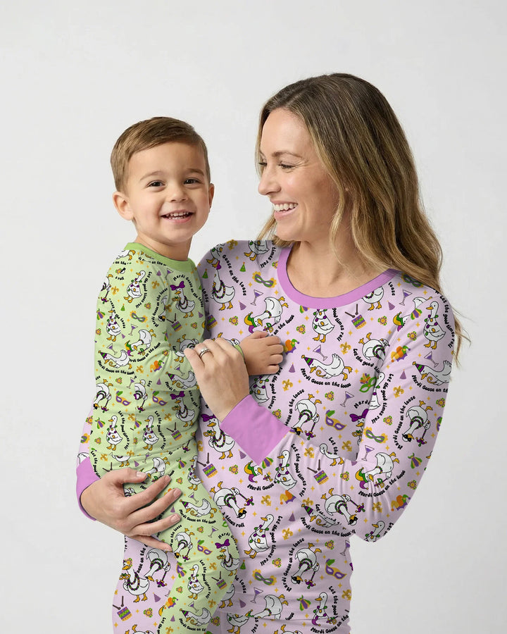Mardi Gras Alberne Gans Damen Pyjama-Set aus Bambus