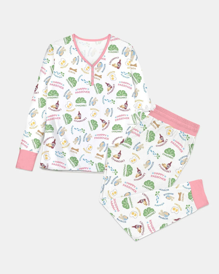 Fröhliches Pessach-Passendes Familien-Bambus-Damen-Pyjama-Set