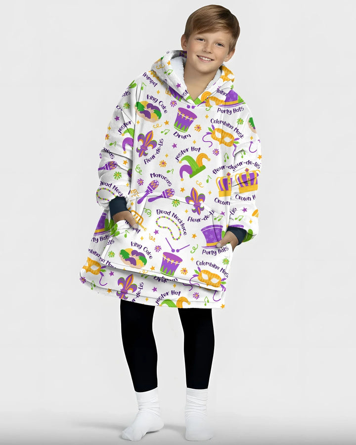 Mardi Gras Familien-Partnerlook Bambus-Deckenhoodie