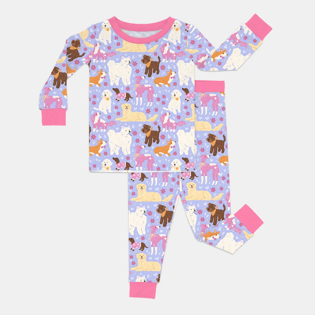 Floral Pawty Bamboo Two Piece Long Sleeve Pajama Set