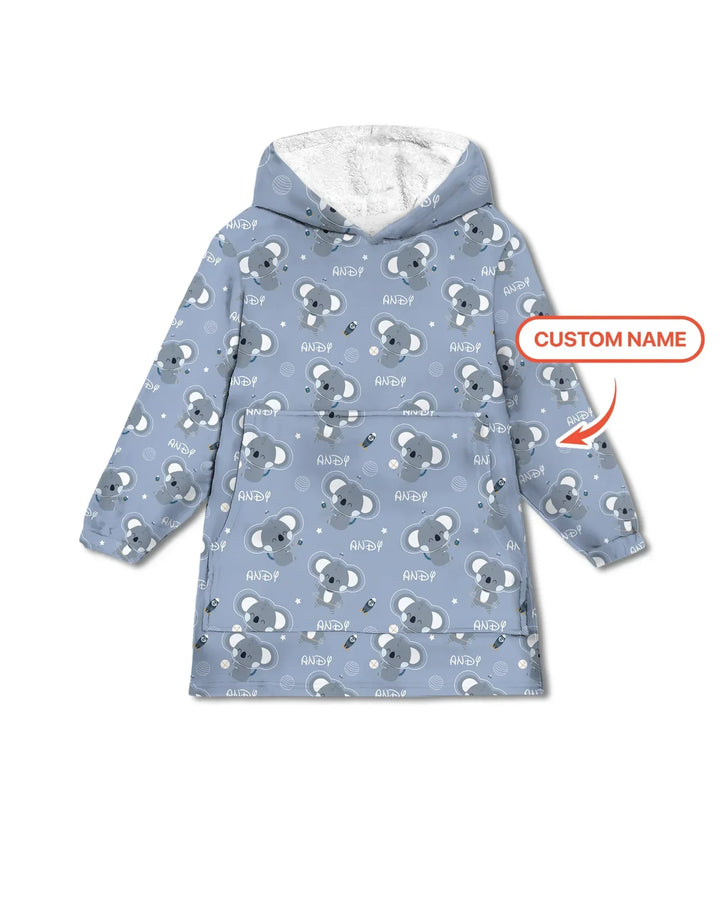 Custom Name Cosmic Koala Bamboo Blanket Hoodie