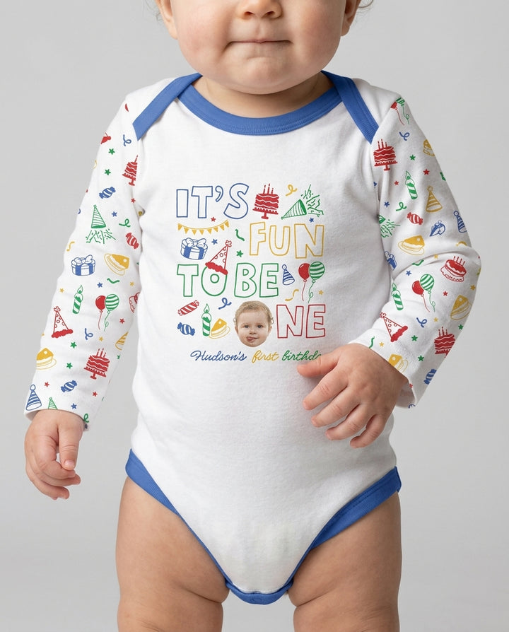 Gerippte Babykleidung mit individuellem Foto - Weich &amp; Skizzenhaft