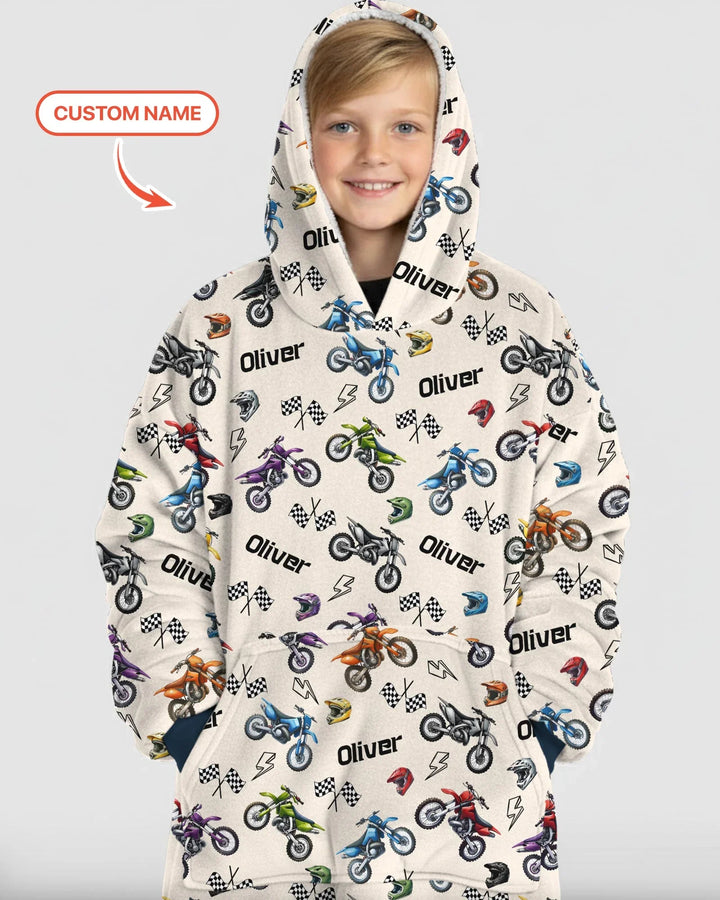 Personalisierbare Kleine Dirtbike-Fahrer Bambus-Deckenhoodie