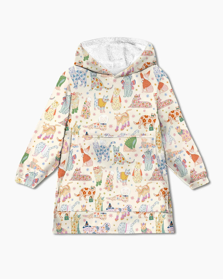 Verspielte Katzenparade Bambus-Decken-Hoodie