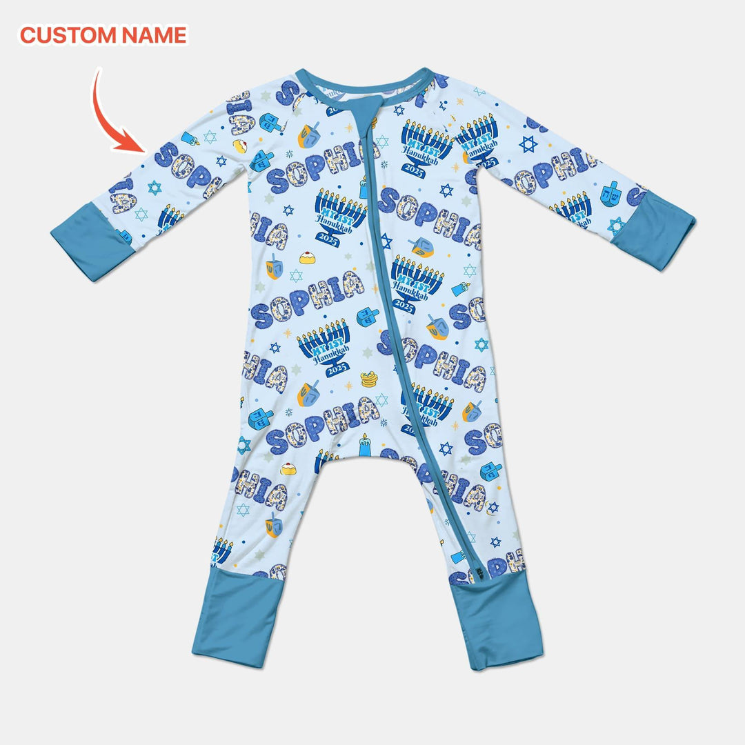 Custom name My First Hanukkah 2025 Bamboo Convertible Zippy