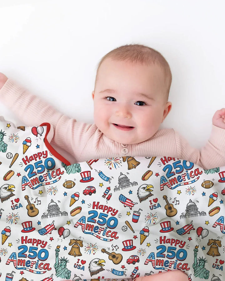 Happy 250 America I love USA Bamboo Blanket