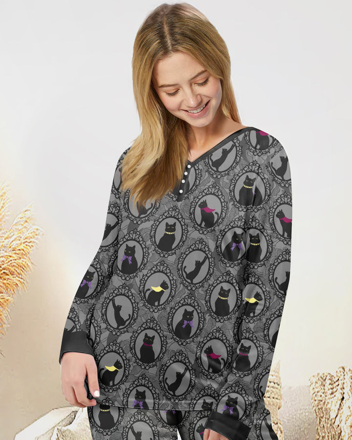Midnight Cat Parade Bamboo Women Pajama Set