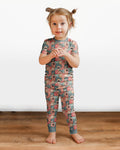 Cute Monster Crowd Bamboo Two Piece Short Sleeve Pajama Set