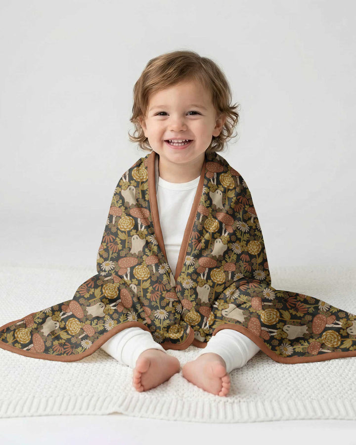 Ghost Garden Dark Autumn Bamboo Blanket