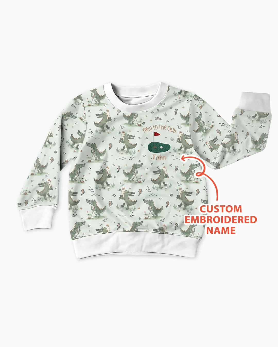 Personalisiertes besticktes Krokodil-Golf-Bambus-Rundhals-Sweatshirt mit Namen