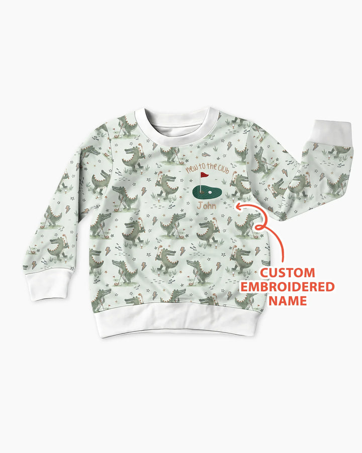 Personalisiertes besticktes Krokodil-Golf-Bambus-Rundhals-Sweatshirt mit Namen