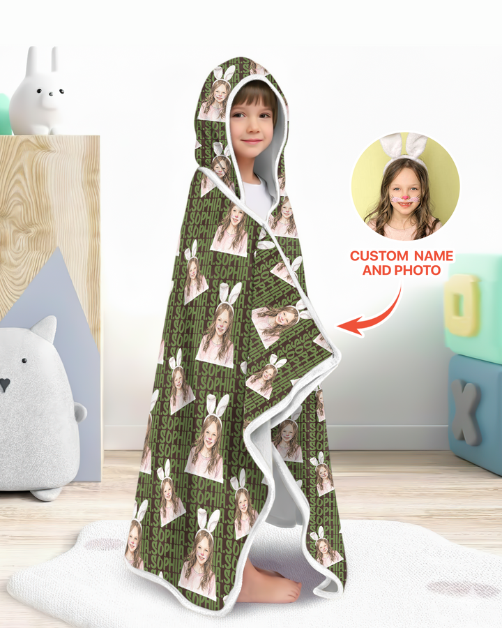 Colorful Kids Name Bamboo Blanket Hoodie