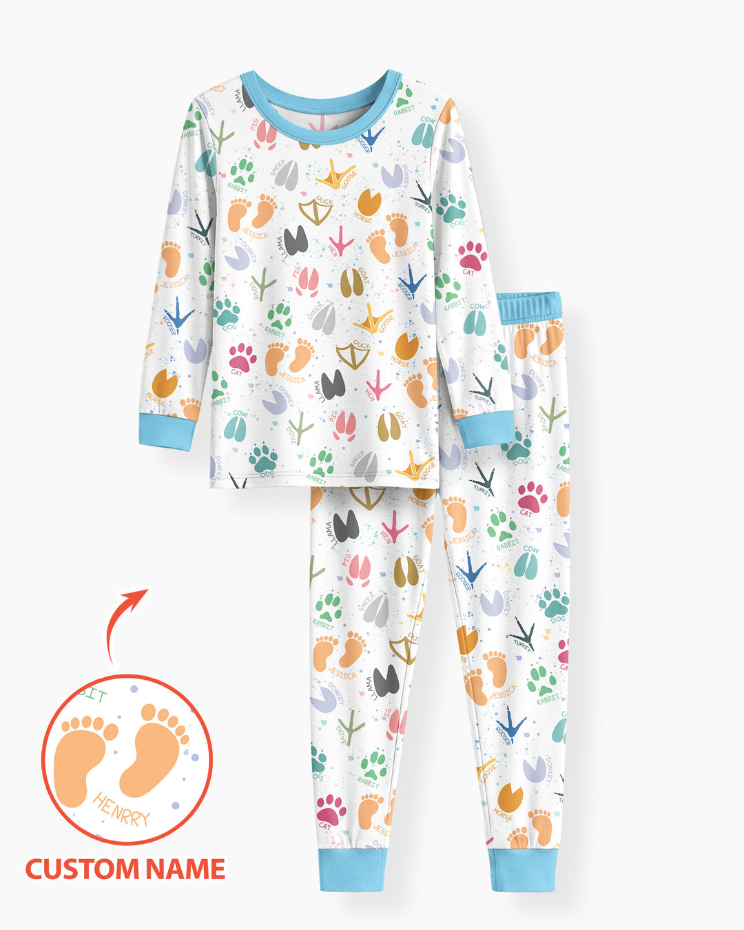 Zweiteiliges Langarm-Pyjama-Set mit Sommerfrüchten