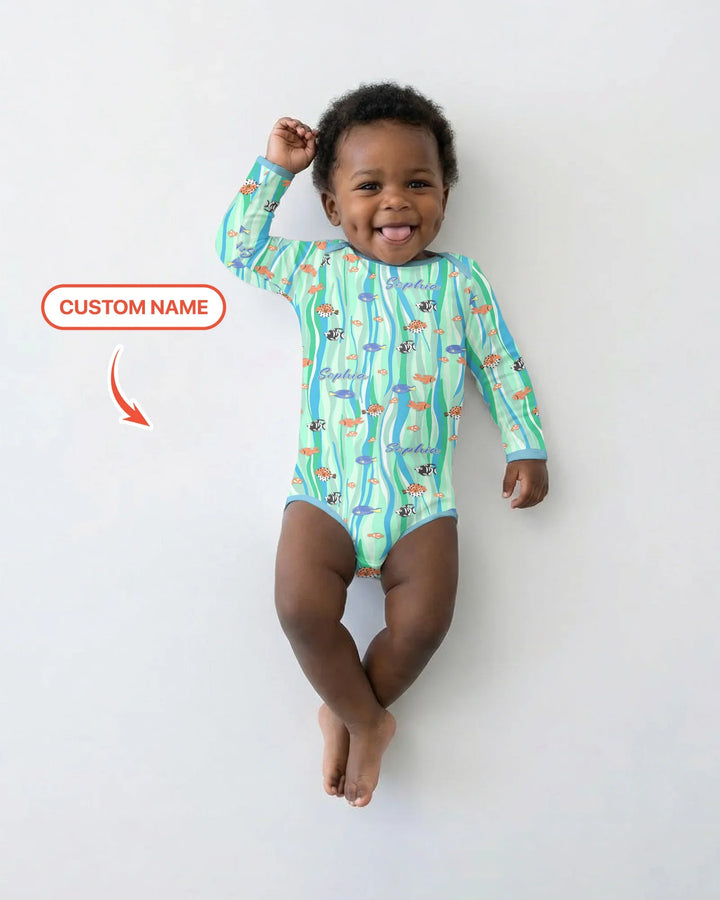 Custom Name Summer Beach Bamboo Bodysuit