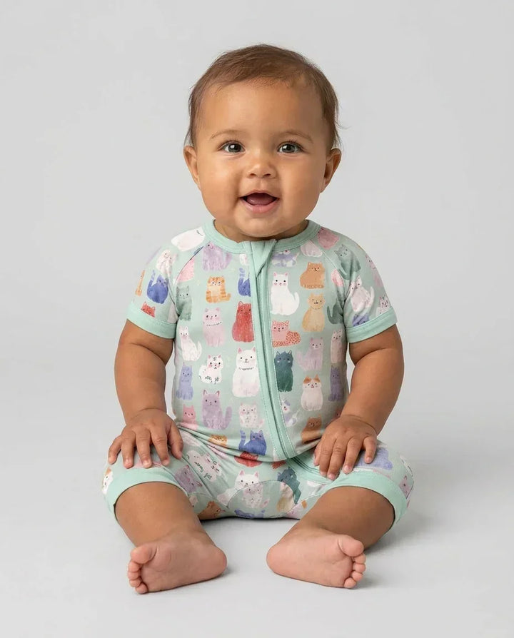 Enchanted Happy Kitty Family Matching Bamboo Shorty Zippy