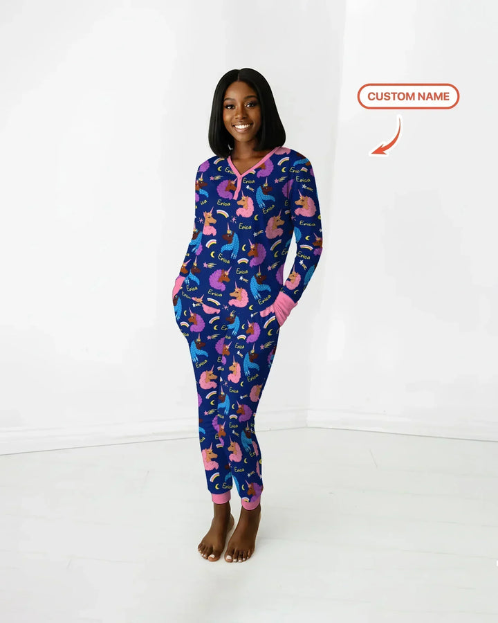 Afrikanisches Astro-Einhorn-Bambus-Damen-Pyjama-Set
