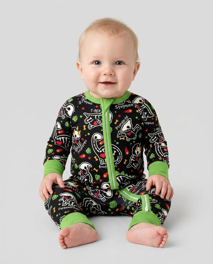 Kawaii Skeleton Dinos Bamboo Convertible Zippy