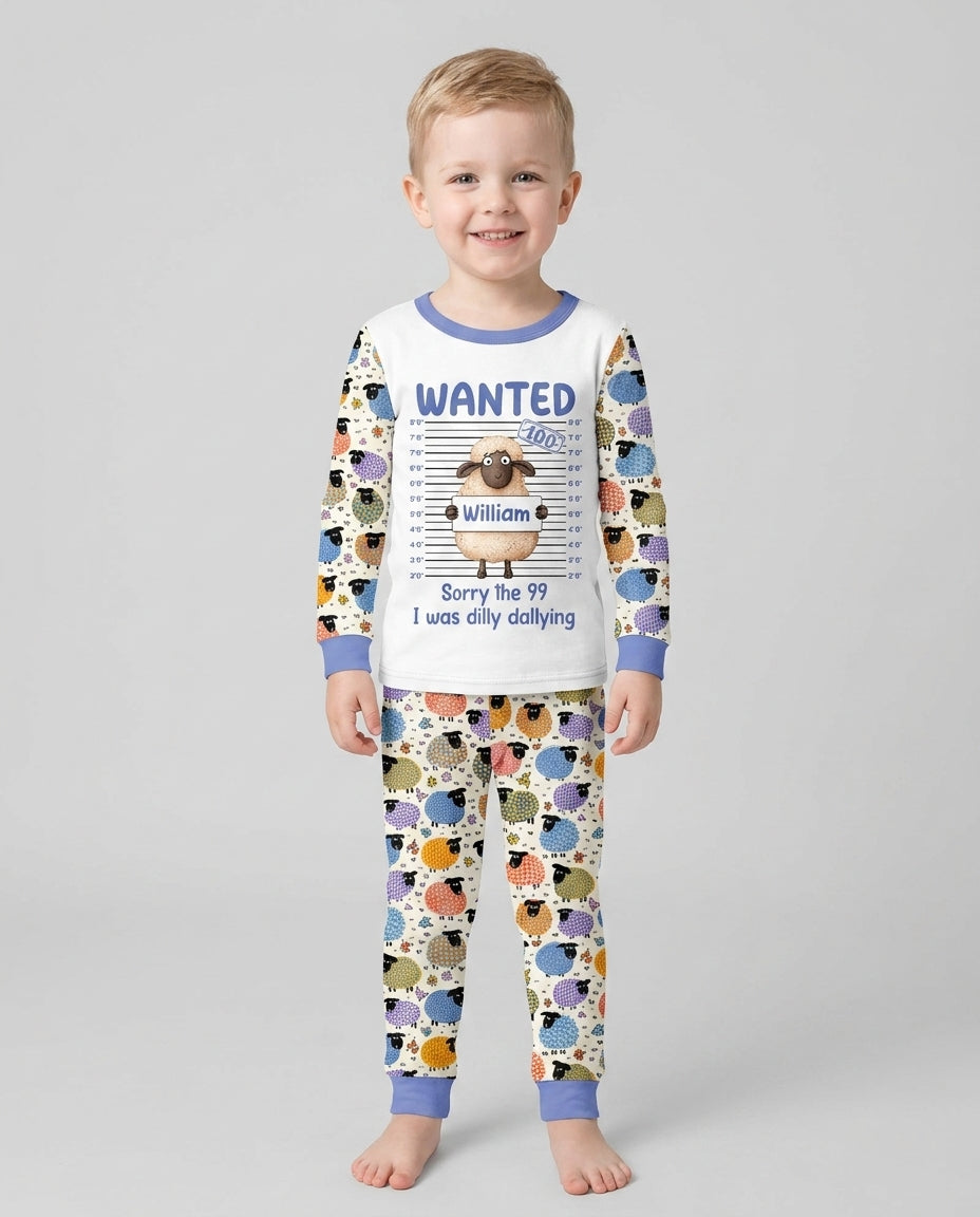 The Lost Sheep Custom Name Bamboo Two Piece Long Sleeve Pajama Set