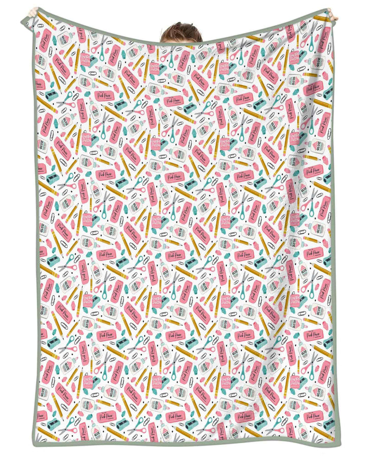 Pink Power School Supplies Bamboo Blanket