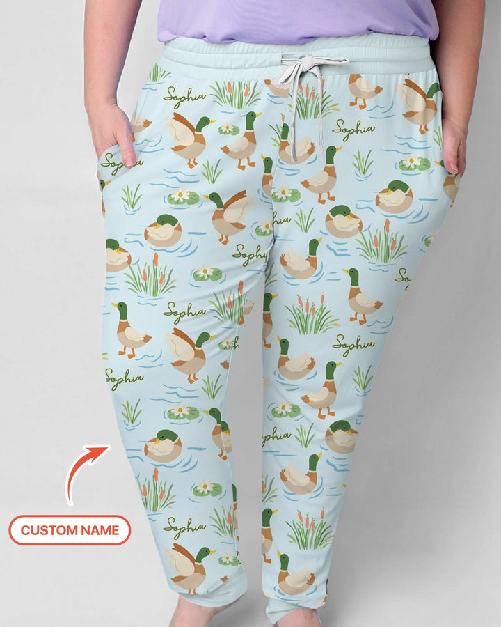 Personalisiertes Pyjama-Set für Damen aus Bambus mit Stockentenmuster