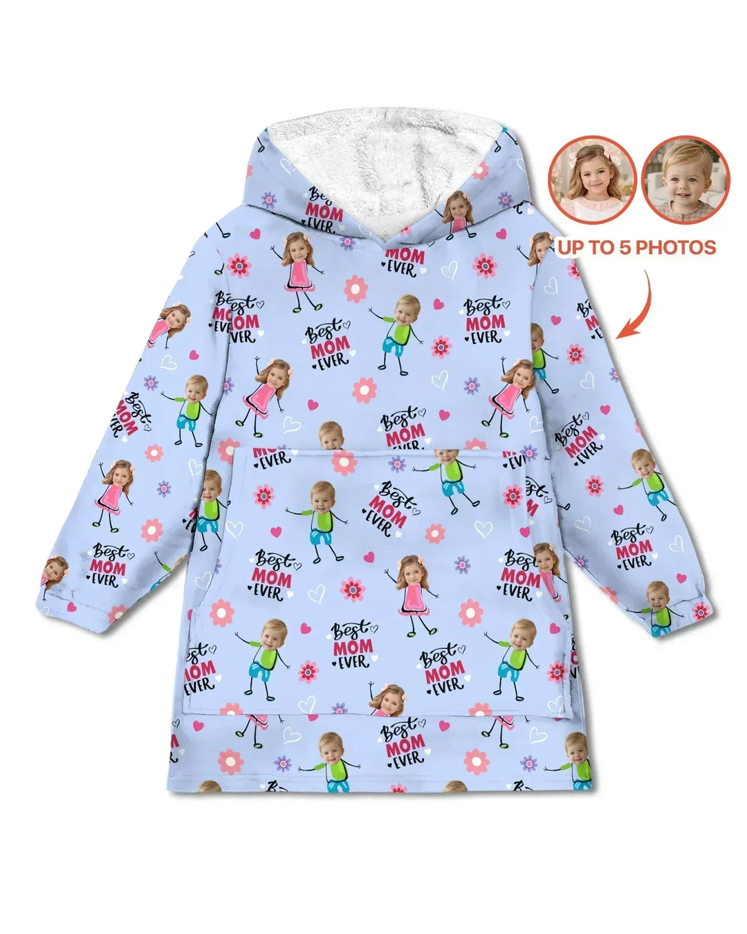 Personalisierbarer Foto "Beste Mama aller Zeiten" Doodle Bambus-Decken-Hoodie