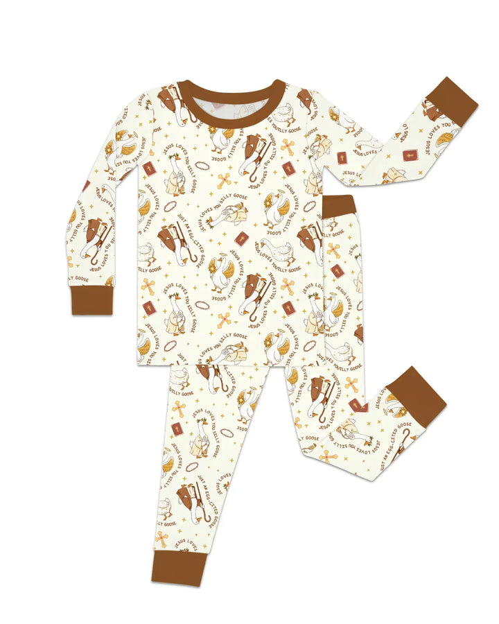 Zweiteiliges Langarm-Pyjama-Set mit Sommerfrüchten
