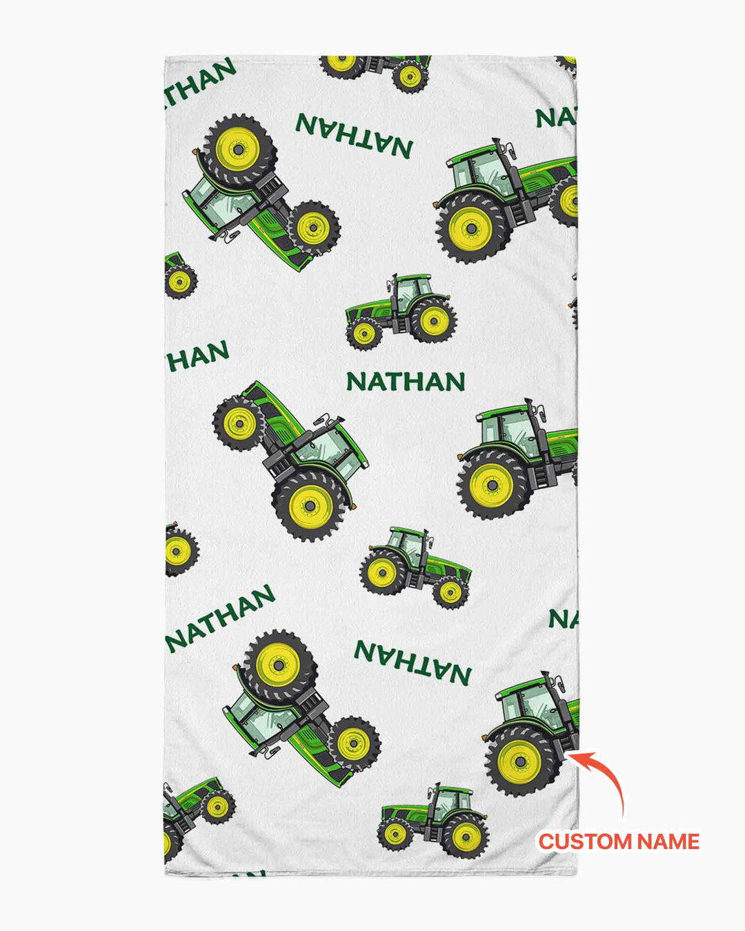 Custom Name Green Tractors Matching Daddy & Me  Beach Towel