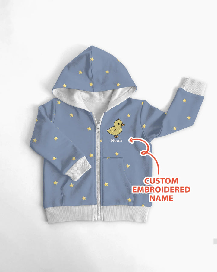 Embroidered Custom Name Animal Bamboo Zip Hoodie