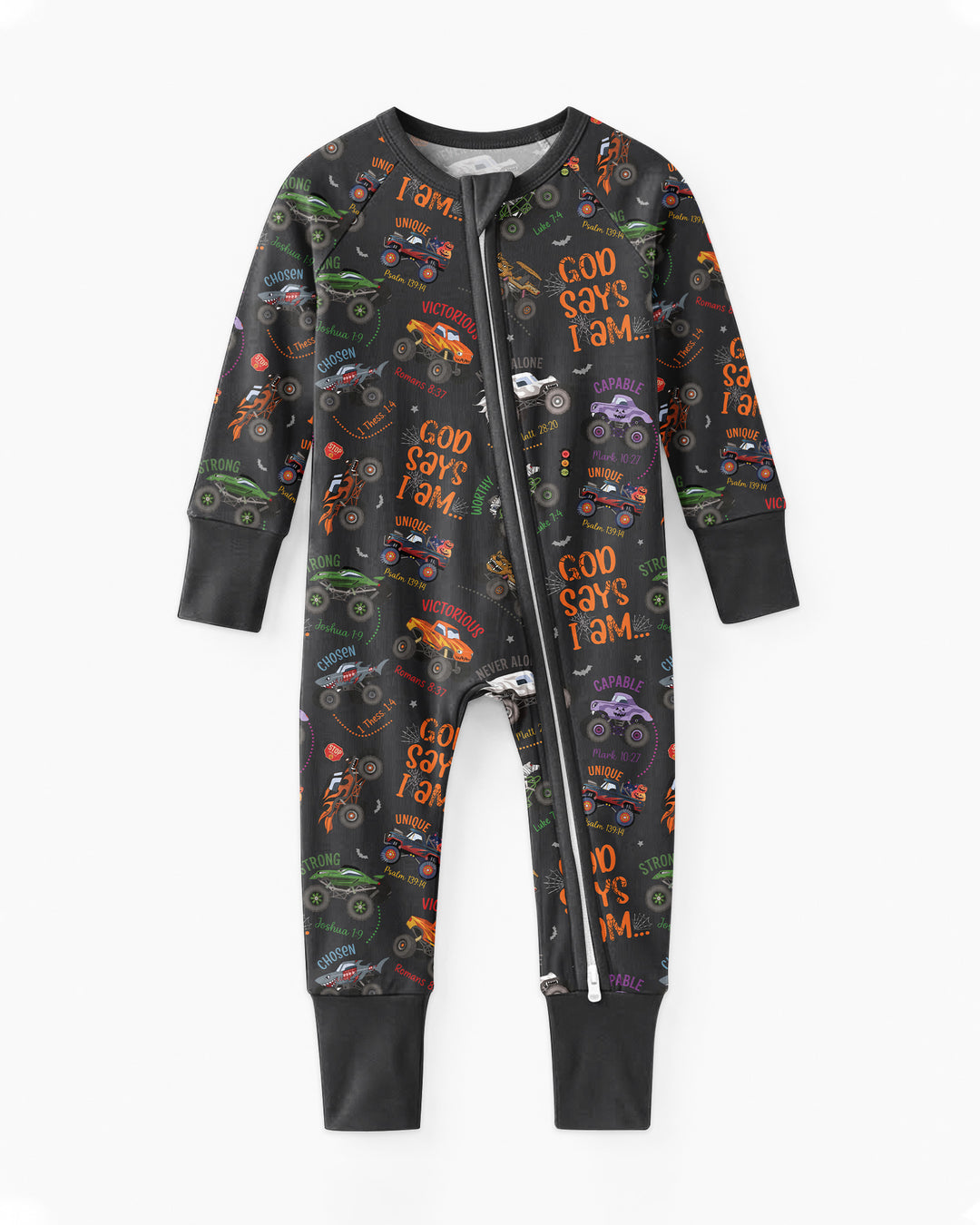 God Says I Am BOY Halloween Monster Truck  Bamboo Convertible Zippy