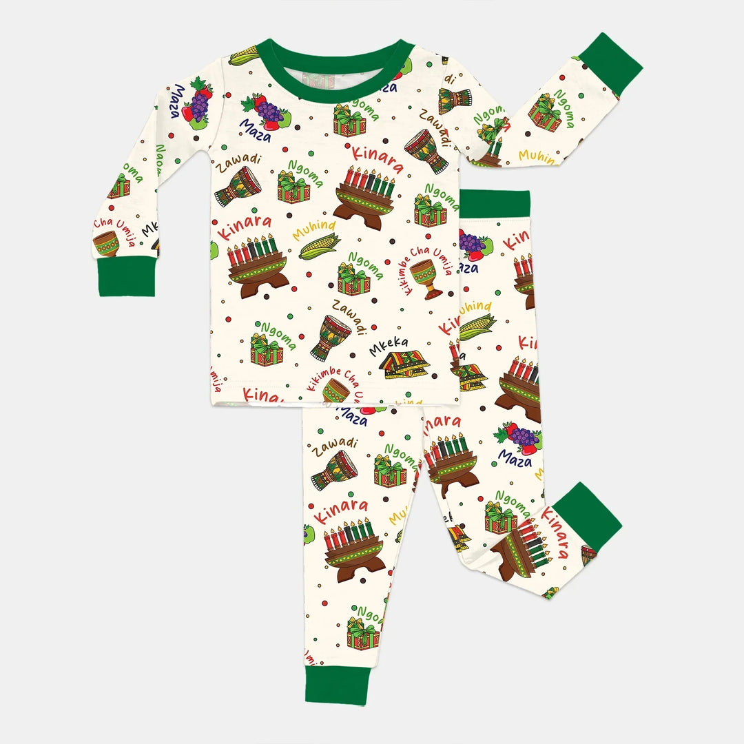 Zweiteiliges Langarm-Pyjama-Set mit Sommerfrüchten