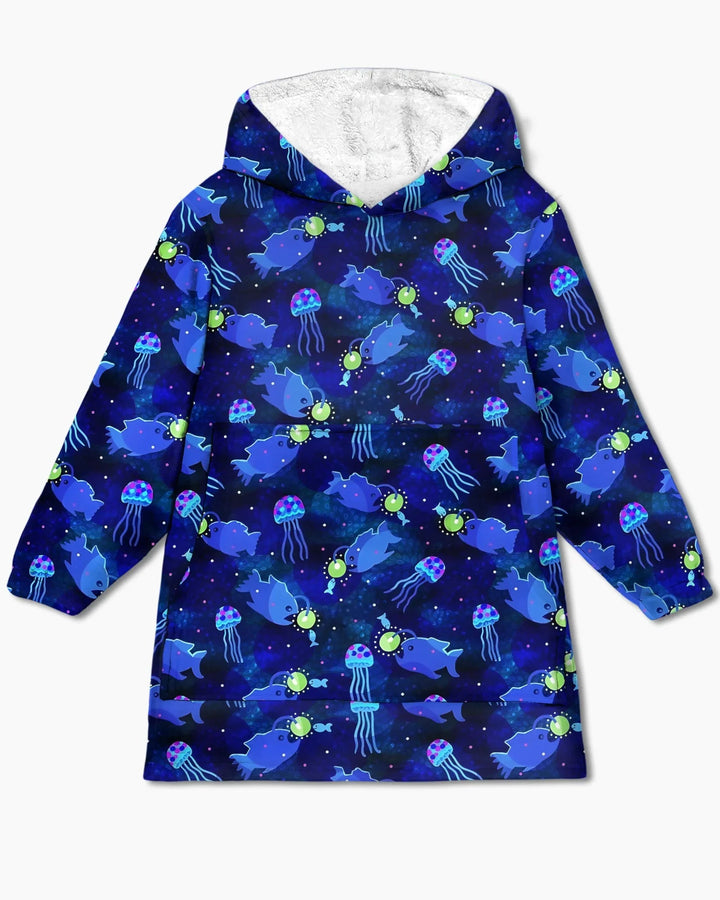 Happy Glow Fish Tragbare Bambus-Decken-Kapuzenjacke
