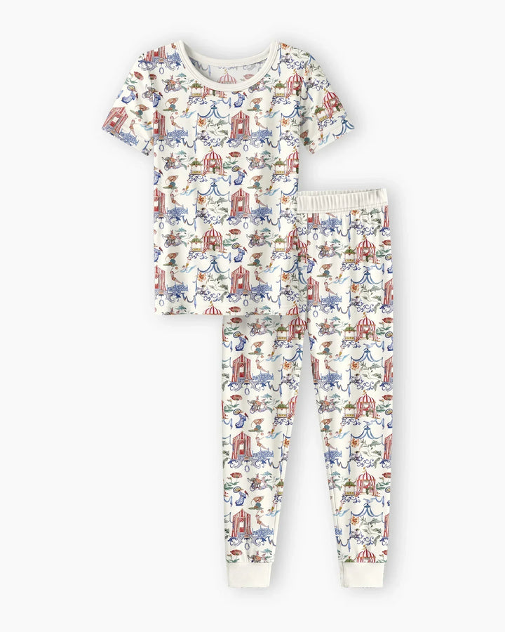 Vintage Lousiana Circus Toile Family Matching Bamboo Two Piece Short Sleeve Pajama Set