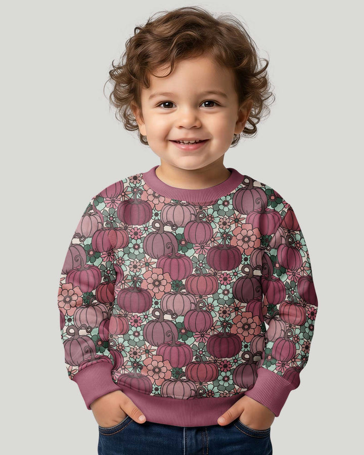 Retro Floral Pumpkin Patch Bamboo Crewneck Sweatshirt