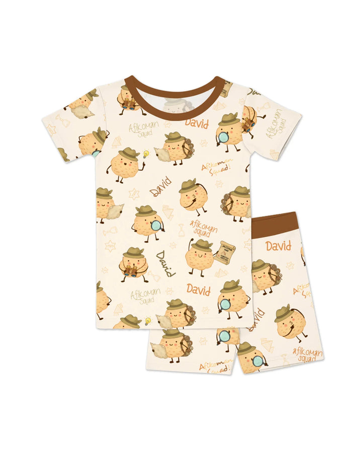 Zweiteiliges Pyjama-Set mit kurzen Ärmeln und Shorts im Sommer-Design