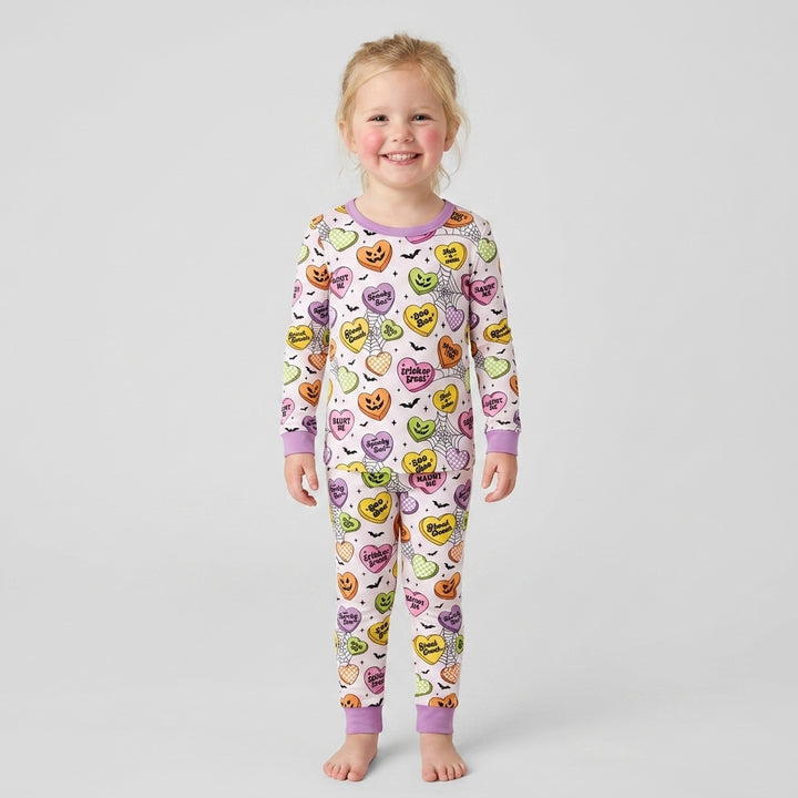 Halloween Candy Hearts Bamboo Two Piece Long Sleeve Pajama Set