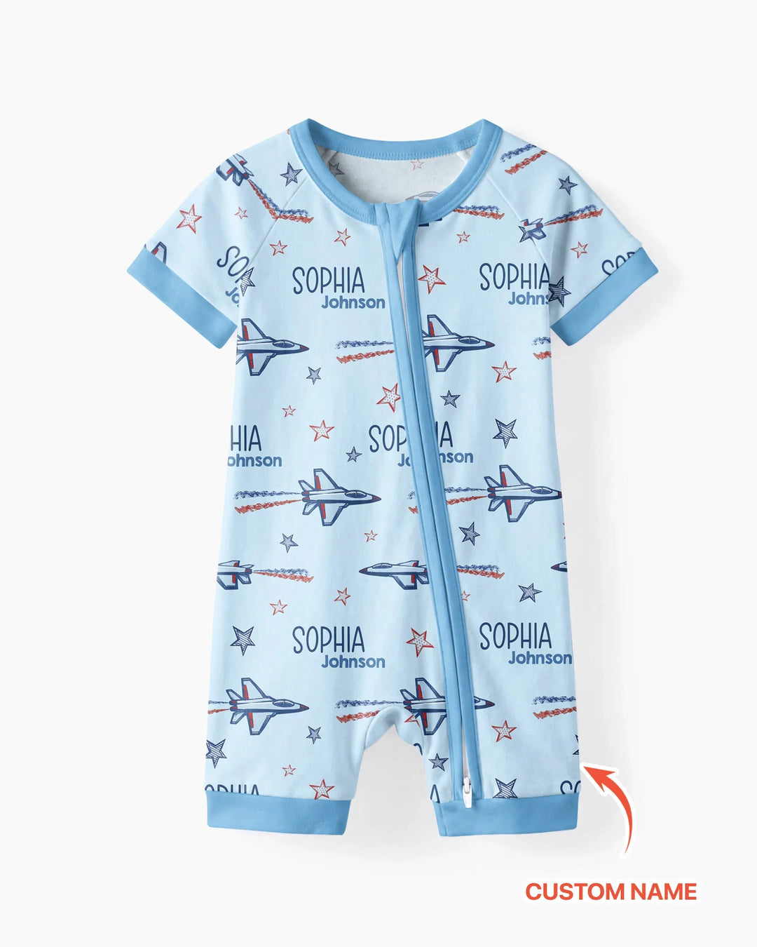 Patriotic American Flag Jet Fighter Bamboo Shorty Zippy