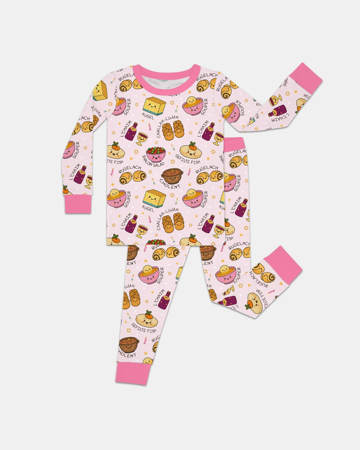 Shabbat Shalom Bamboo Two Piece Long Sleeve Pajama Set