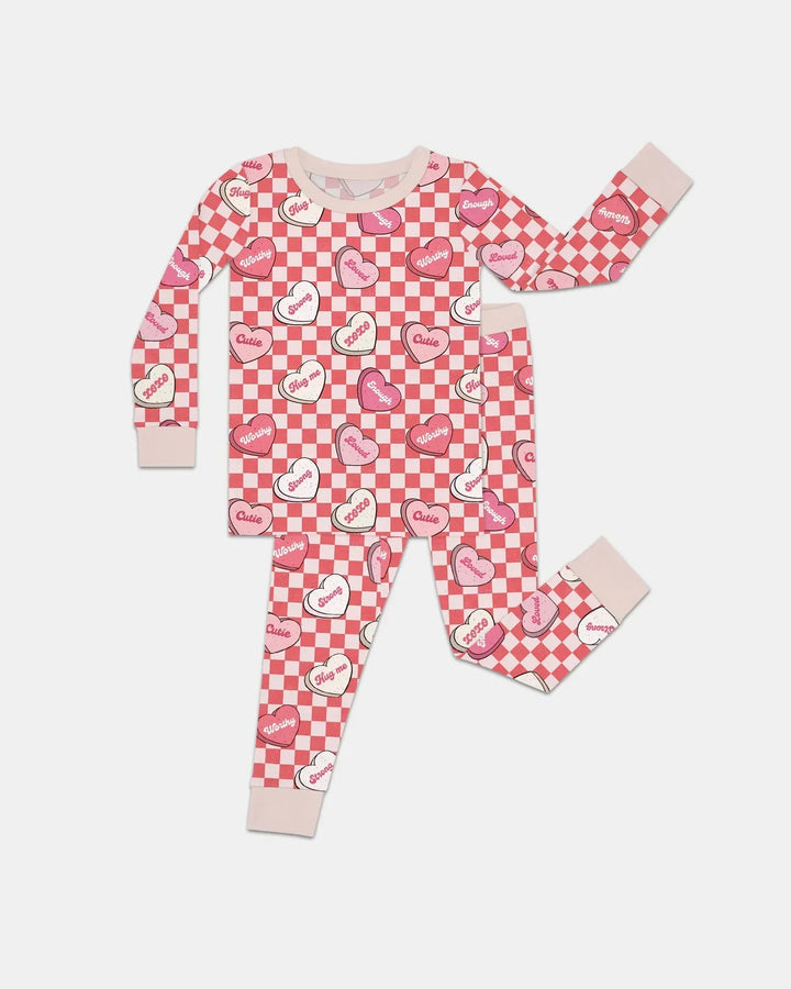Valentine in Hearts Bamboo Two Piece Long Sleeve Pajama Set