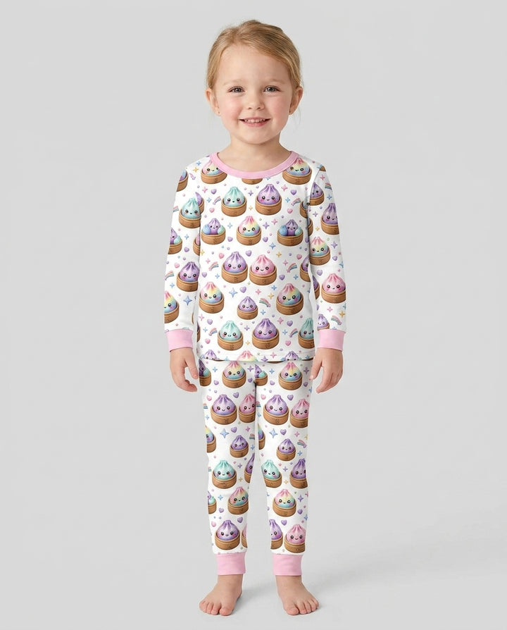 Cute Glitter Dumpling Two Piece Long Sleeve Pajama Set