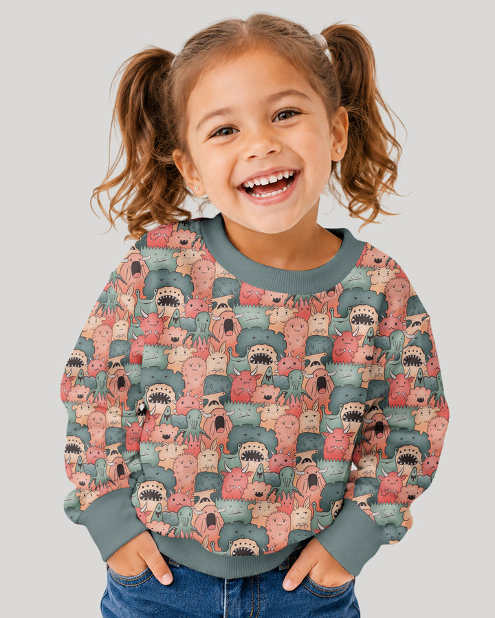 Cute Monster Crowd Bamboo Crewneck Sweatshirt