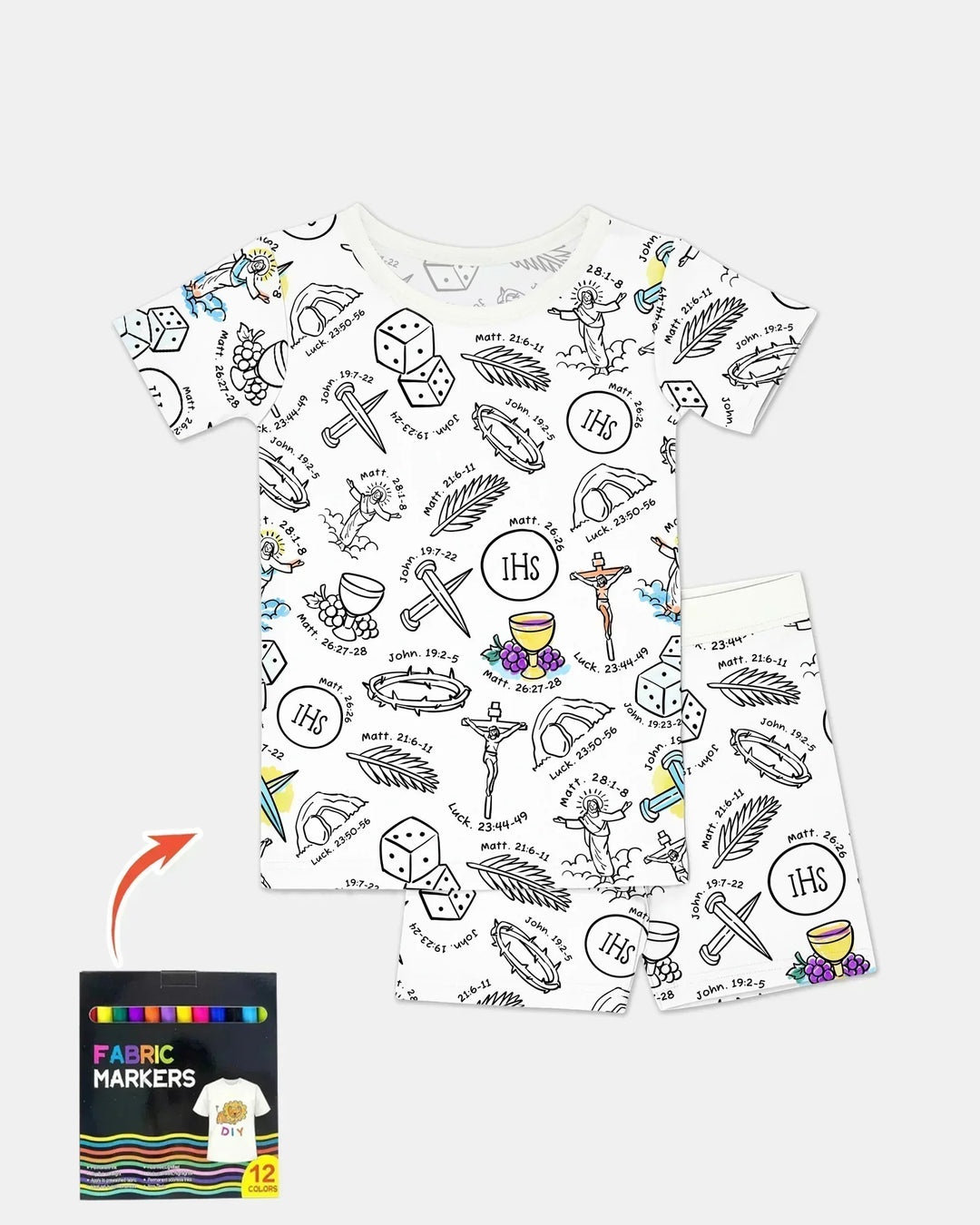 Template Zweiteiliges Pyjama-Set mit kurzen Ärmeln und Shorts