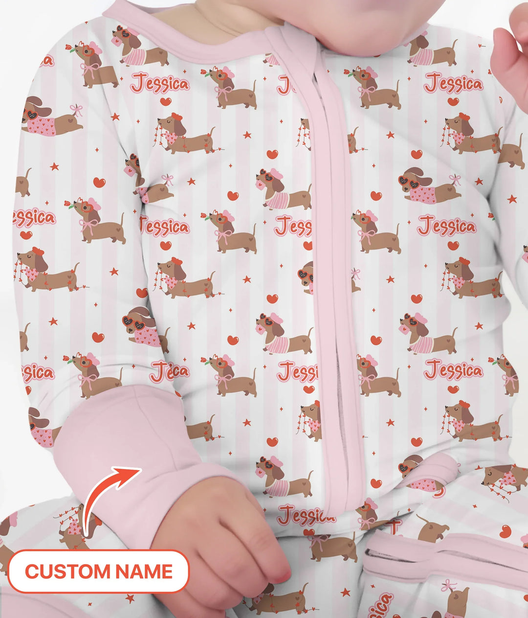 Custom Name Valentine Dachshund Family Matching Bamboo Convertible Zippy
