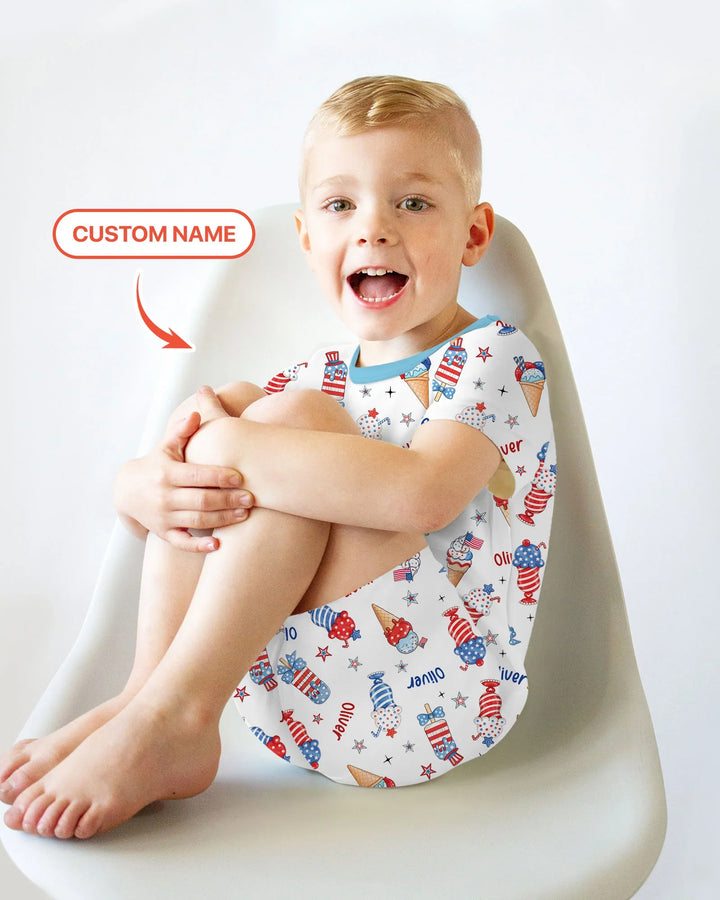 Zweiteiliges Pyjama-Set mit kurzen Ärmeln und Shorts im Sommer-Design
