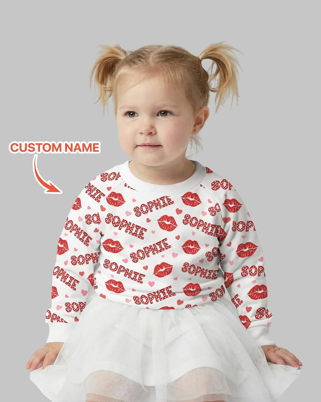 Benutzerdefiniertes Name-Valentinstag-Kuss-Bambus-Rundhals-Sweatshirt